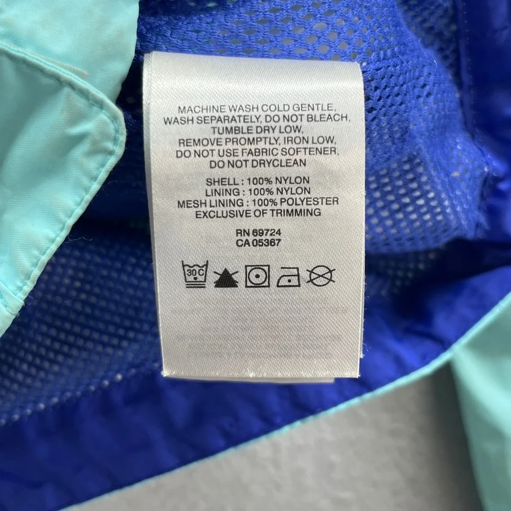 Columbia Rain Jacket Girls M 10/12 Aqua Blue Omni-Tech Hooded Outdoor Waterproof